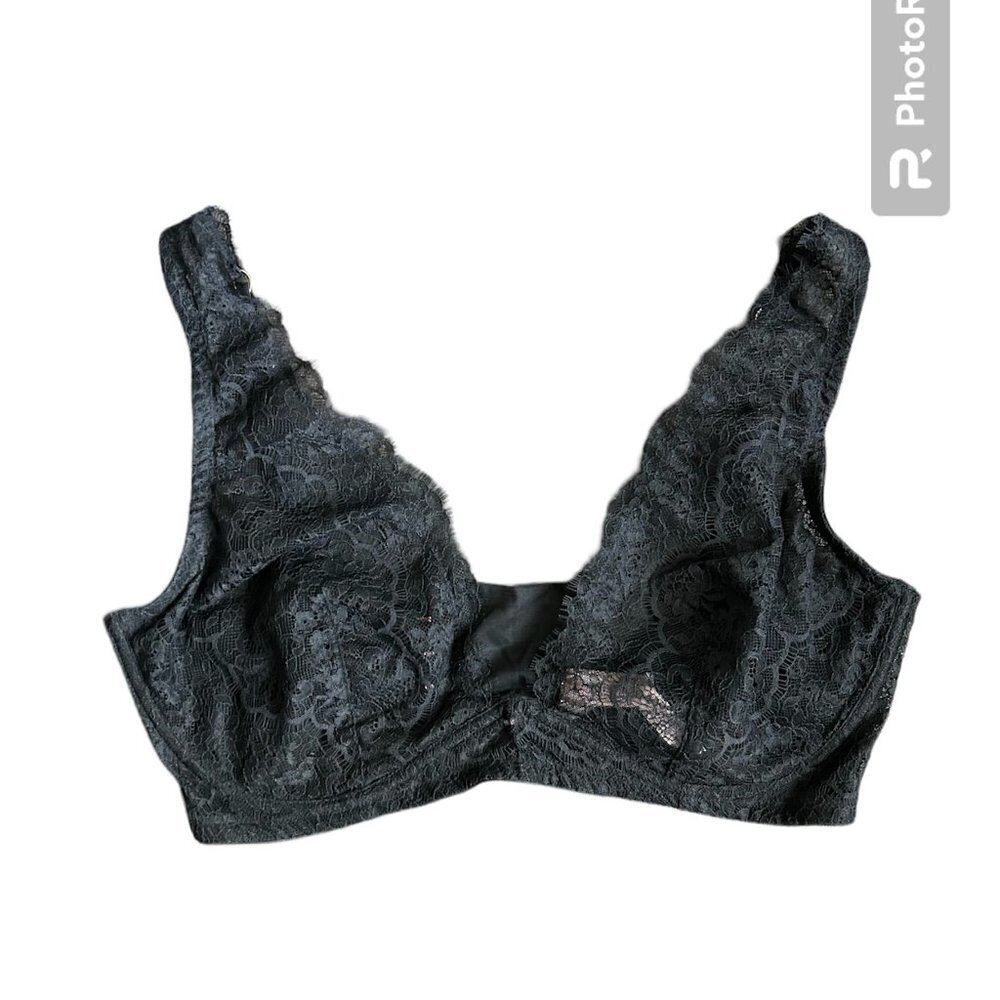 VICTORIA'S SECRET Dream Angels Unlined Plunge Lace Black Bra SZ 38DDD